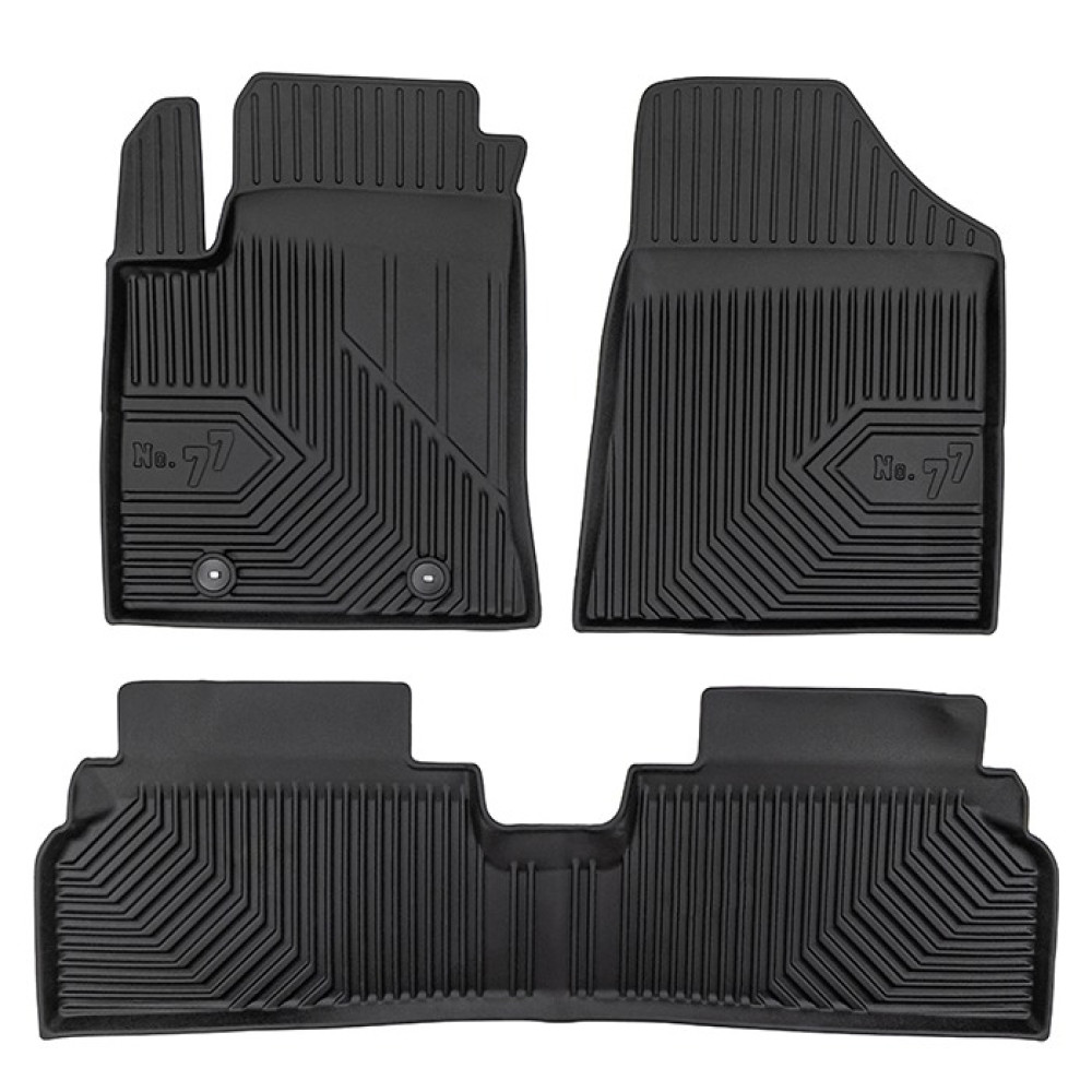 CAR RUBBER FLOOR MATS BLACK HYUNDAI KONA II Electric/Hybrid (2023-...) NO.77 FROGUM