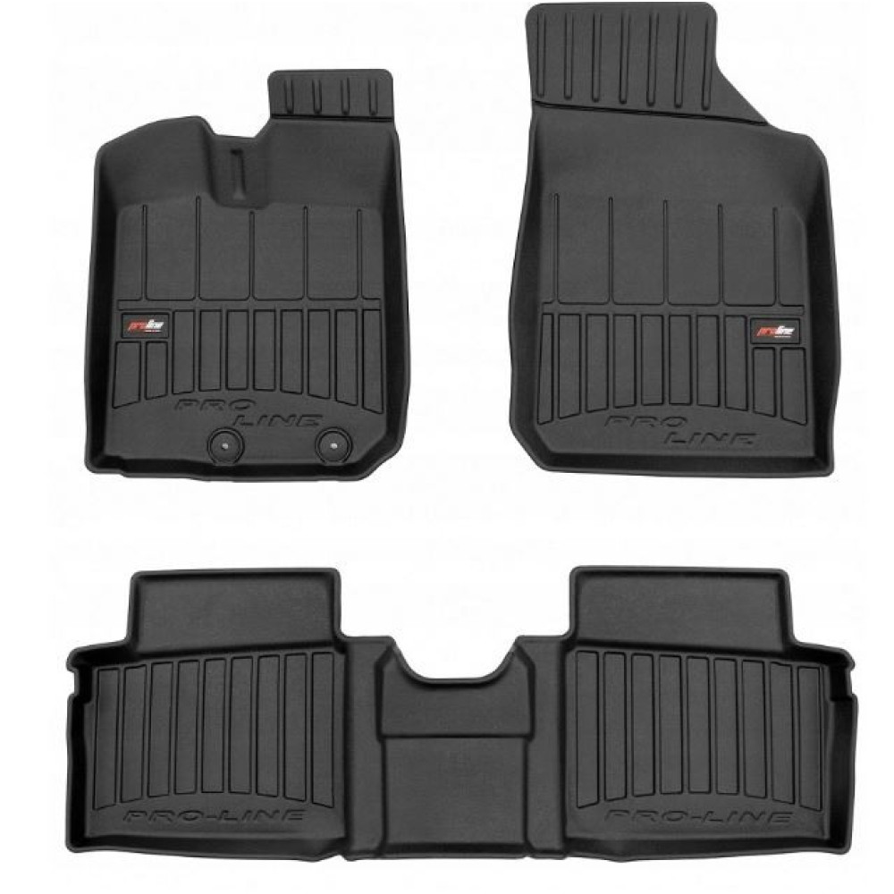 CAR RUBBER FLOOR MATS BLACK DACIA SPRING (2021-... ) 3D FROGUM