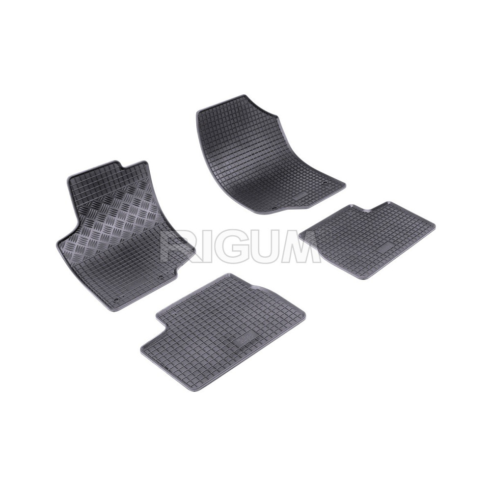 CAR RUBBER FLOOR MATS BLACK PEUGEOT 207 (2006-2012) RIGUM