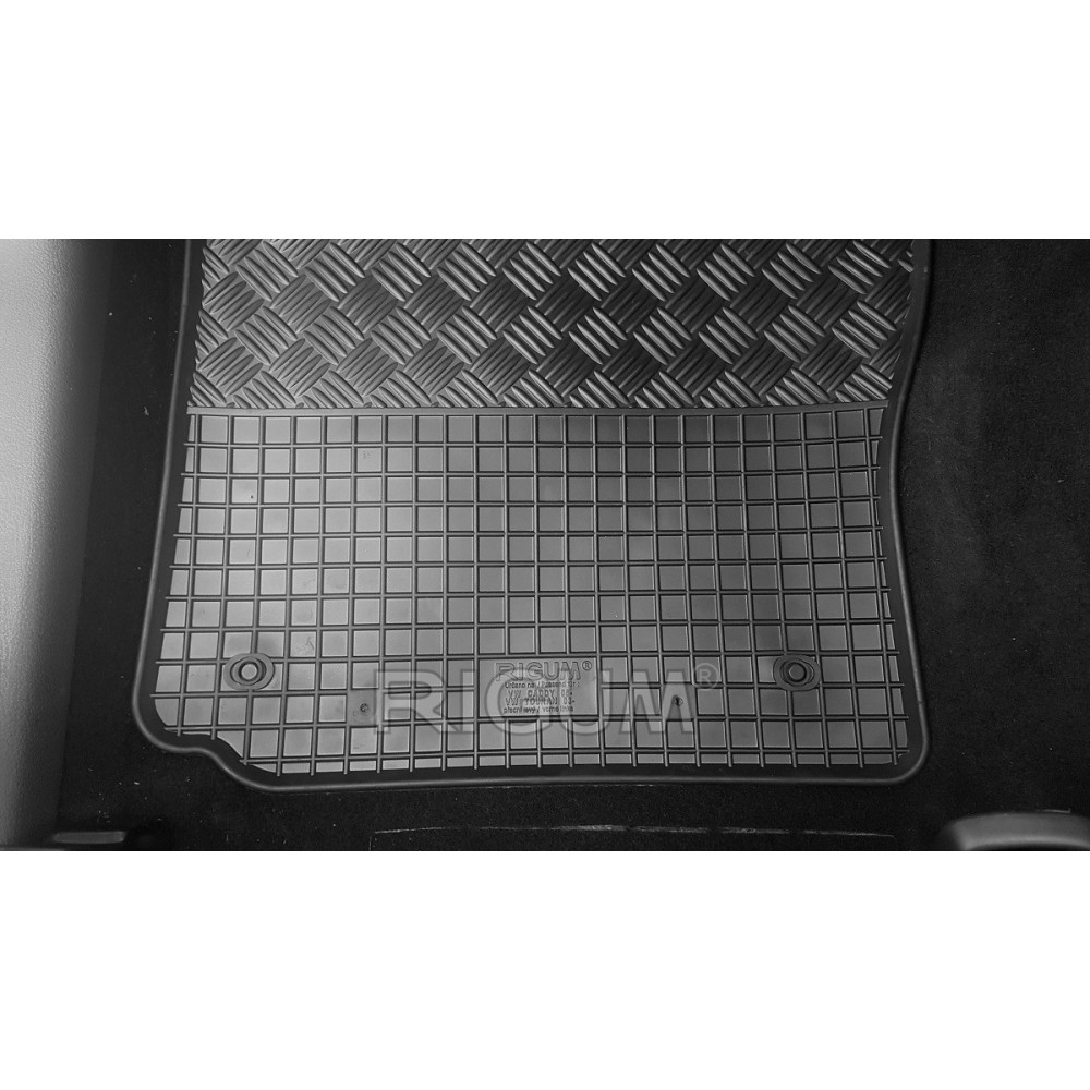 CAR RUBBER FLOOR MATS BLACK VOLKSWAGEN CADDY 2m (2004-2020) RIGUM