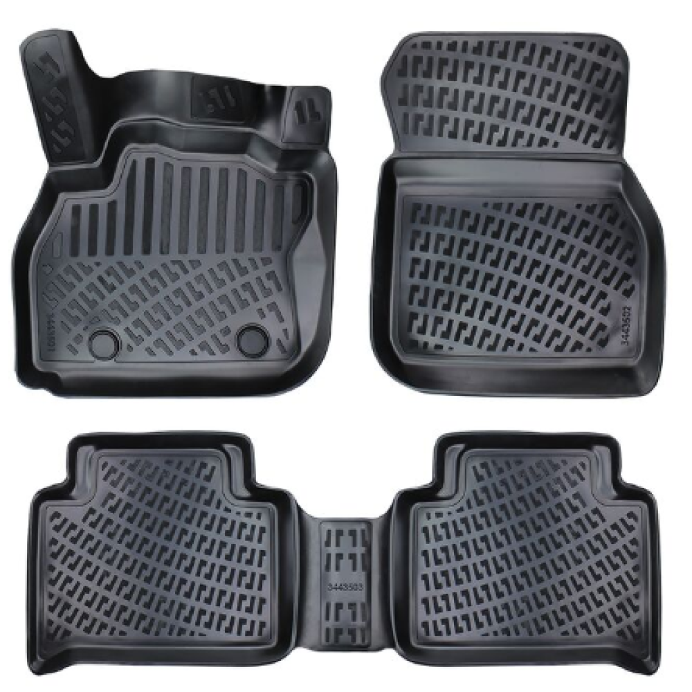 CAR RUBBER FLOOR MATS BLACK 3D Renault   Zoe (2012-...) RIZLINE