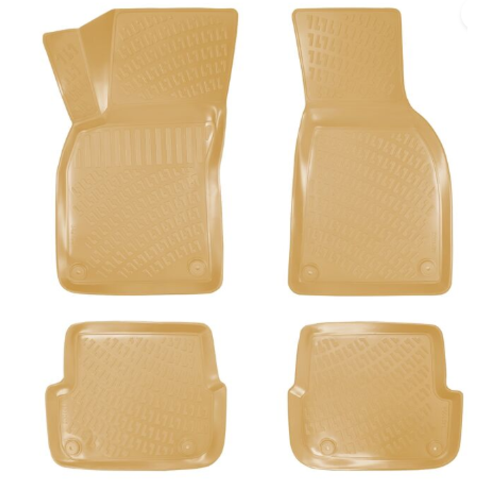 CAR RUBBER FLOOR MATS BEIGE 3D AUDI A6 C6 (2006-2011) RIZLINE