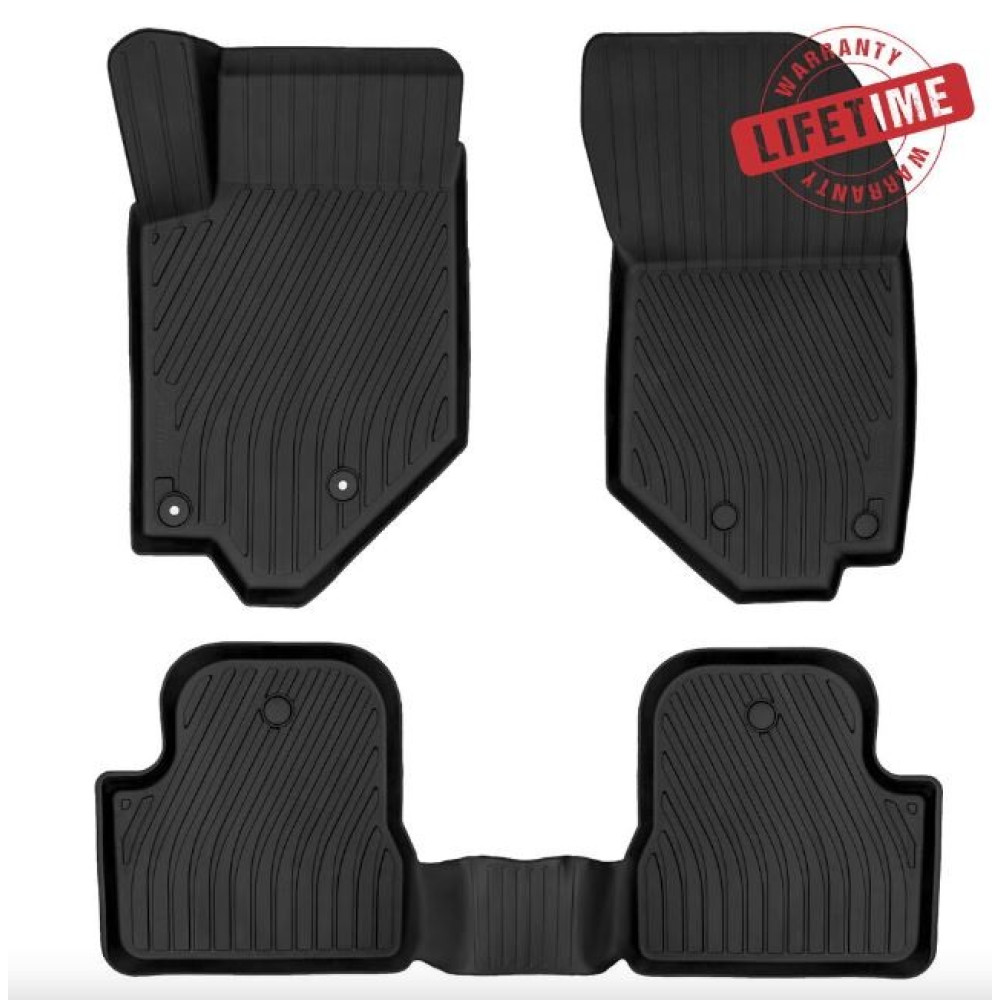 CAR RUBBER FLOOR MATS BLACK 3D PEUGEOT 2008 II (2019-...) RIZLINE PREMIUM