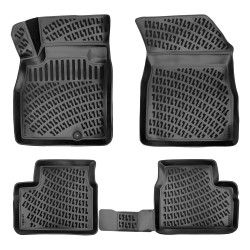 CAR RUBBER FLOOR MATS BLACK 3D NISSAN MICRA (2010-2017) RIZLINE