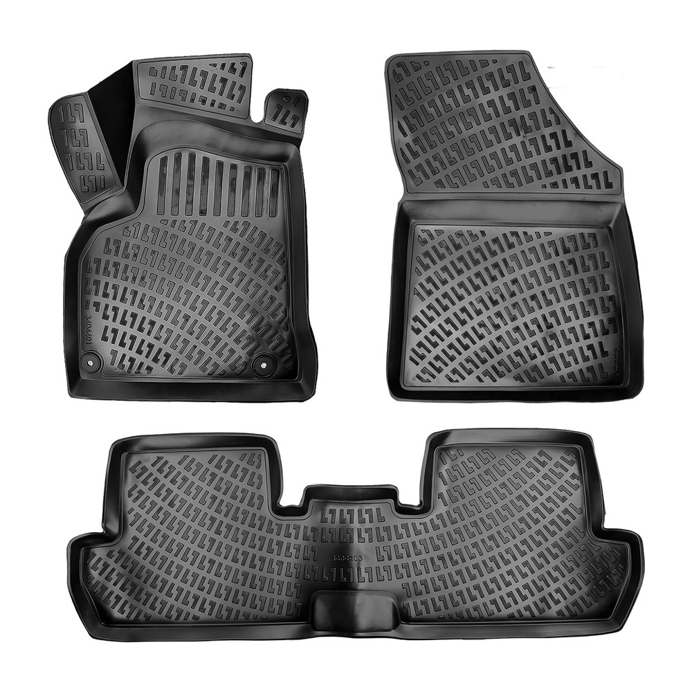 CAR RUBBER FLOOR MATS BLACK 3D PEUGEOT 3008 (2009-2016) RIZLINE