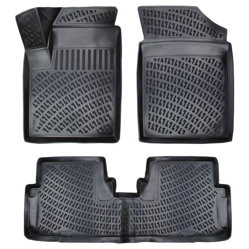 CAR RUBBER FLOOR MATS BLACK 3D CITROEN BERLINGO (1996-2008) RIZLINE