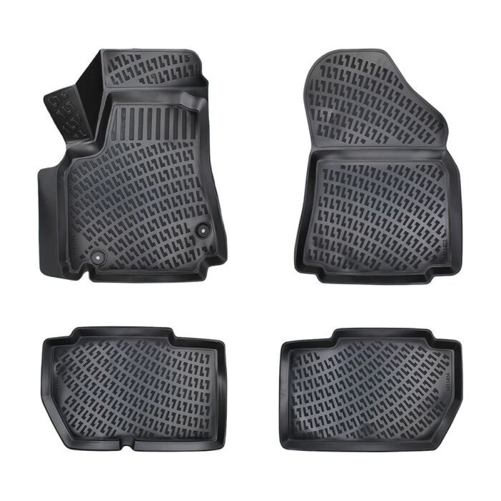 CAR RUBBER FLOOR MATS BLACK 3D PEUGEOT PARTNER II (2008-2018) RIZLINE