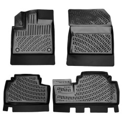 CAR RUBBER FLOOR MATS BLACK 3D CITROEN BERLINGO III (2018-...) RIZLINE