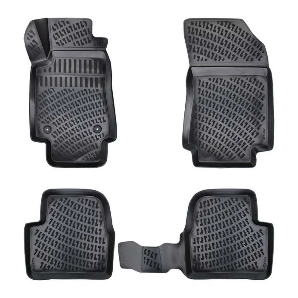 CAR RUBBER FLOOR MATS BLACK 3D CITROEN C3 III (2016-...) RIZLINE