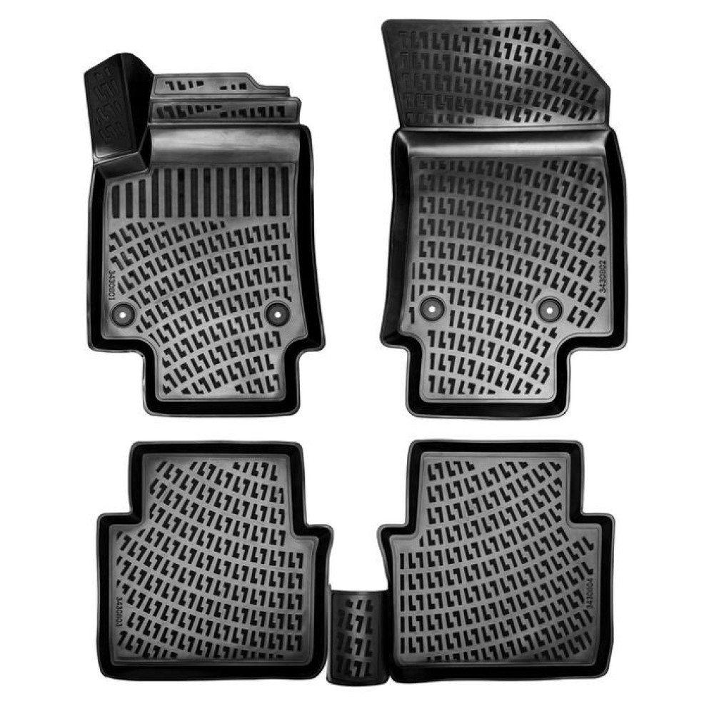 CAR RUBBER FLOOR MATS BLACK 3D CITROEN C3 AIRCROSS (2017-...) RIZLINE