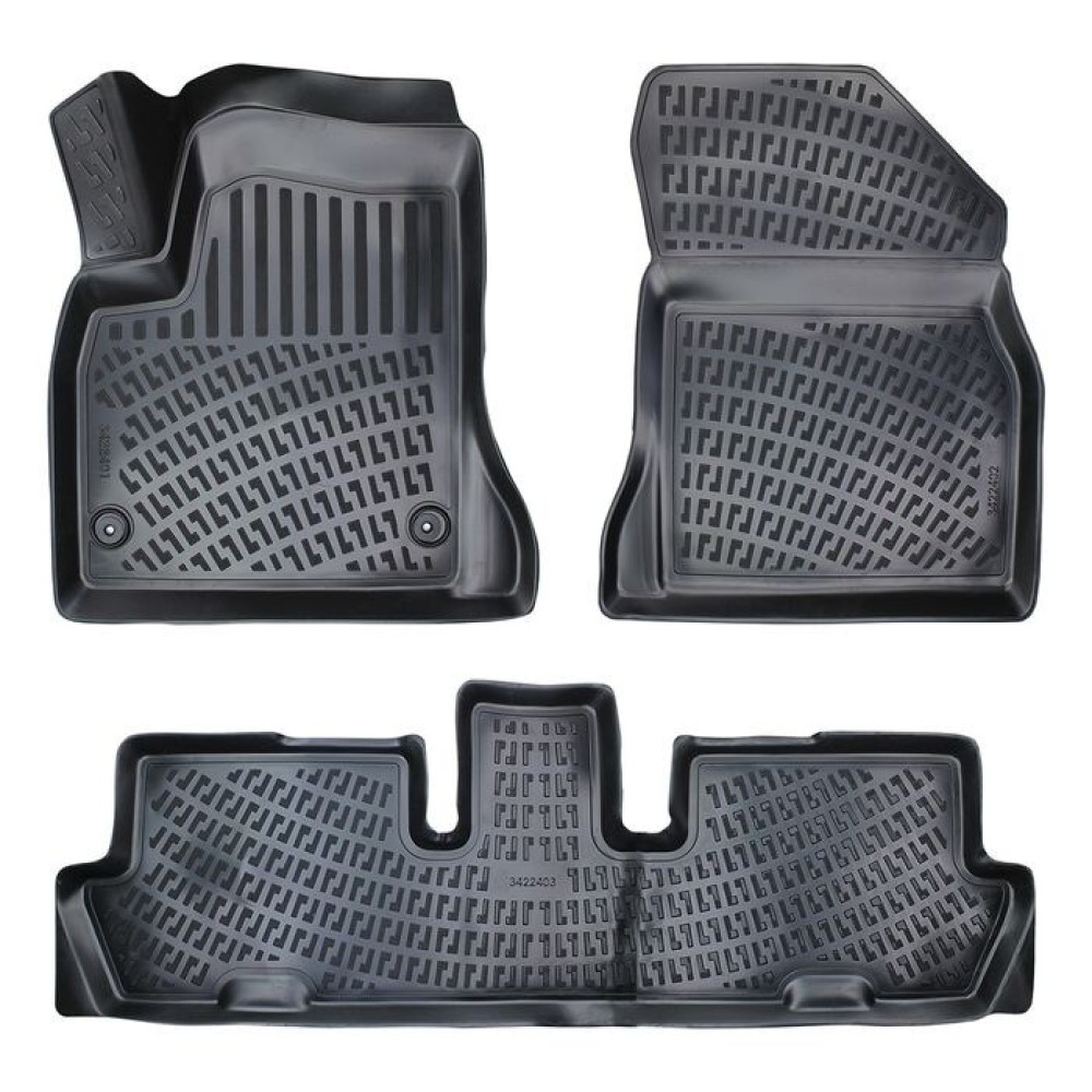 CAR RUBBER FLOOR MATS BLACK 3D CITROEN C4 GRAND PICASSO (7s.) (2006-2013) RIZLINE