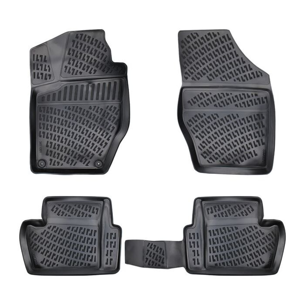 CAR RUBBER FLOOR MATS BLACK 3D CITROEN C4 II (2010-2018) RIZLINE