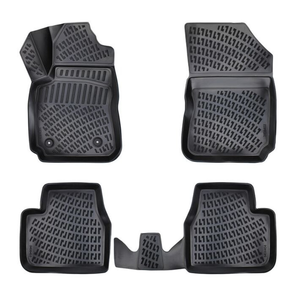 CAR RUBBER FLOOR MATS BLACK 3D CITROEN CACTUS (2014-...) RIZLINE