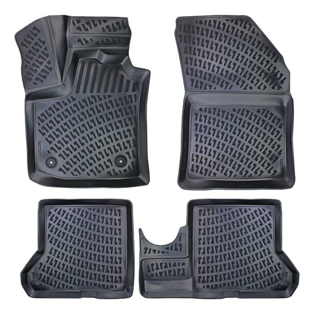 CAR RUBBER FLOOR MATS BLACK 3D DACIA DOKKER (2012-...) RIZLINE