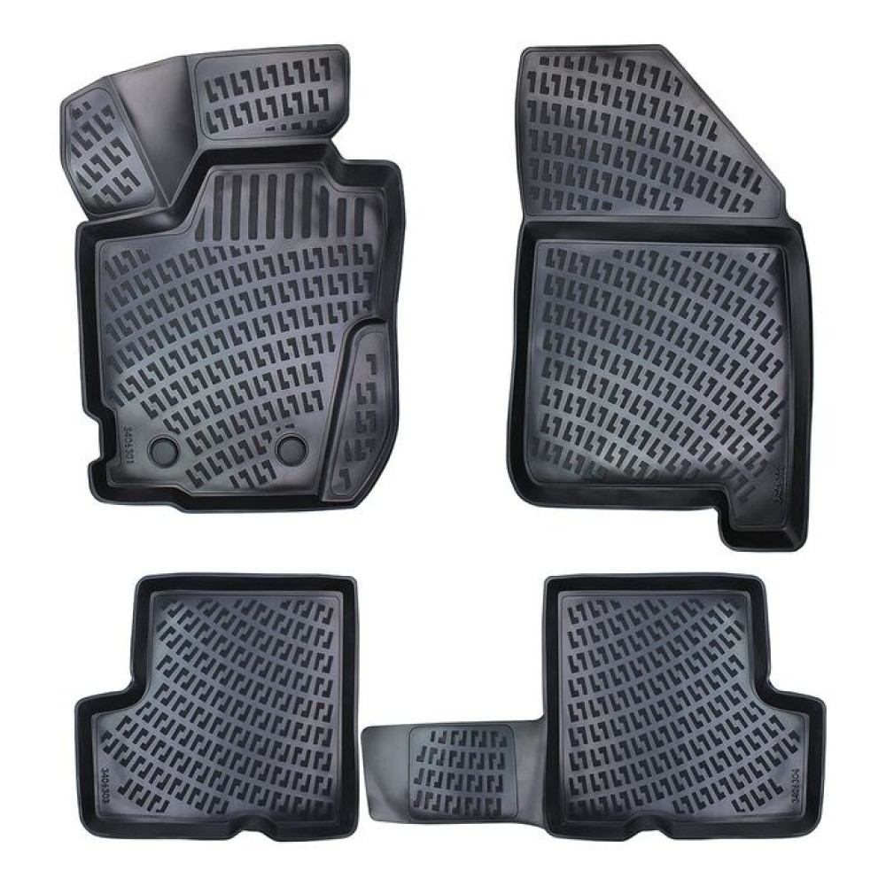 CAR RUBBER FLOOR MATS BLACK 3D DACIA DUSTER II 4WD (2017 -...) RIZLINE