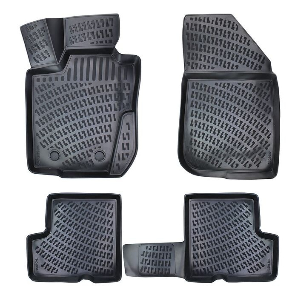 CAR RUBBER FLOOR MATS BLACK 3D DACIA DUSTER II 2WD (2017 -...) RIZLINE