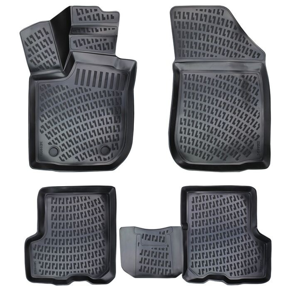 CAR RUBBER FLOOR MATS BLACK 3D DACIA LOGAN II (2012 -...) RIZLINE