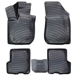 CAR RUBBER FLOOR MATS BLACK 3D DACIA LOGAN II (2012 -...) RIZLINE