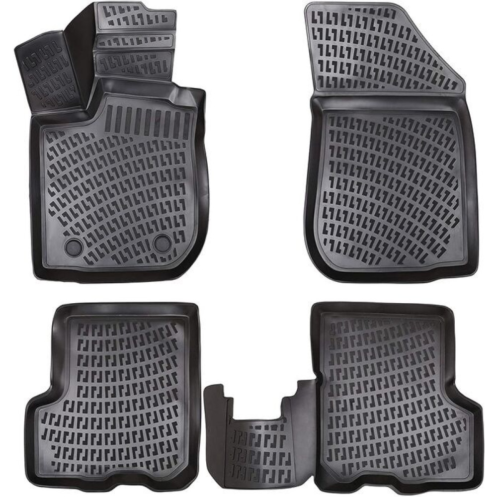 CAR RUBBER FLOOR MATS BLACK 3D DACIA SANDERO II (2012 -2020) RIZLINE