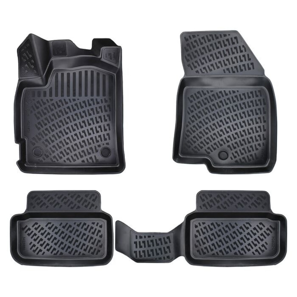 CAR RUBBER FLOOR MATS BLACK 3D DACIA SANDERO III (2020-...) RIZLINE