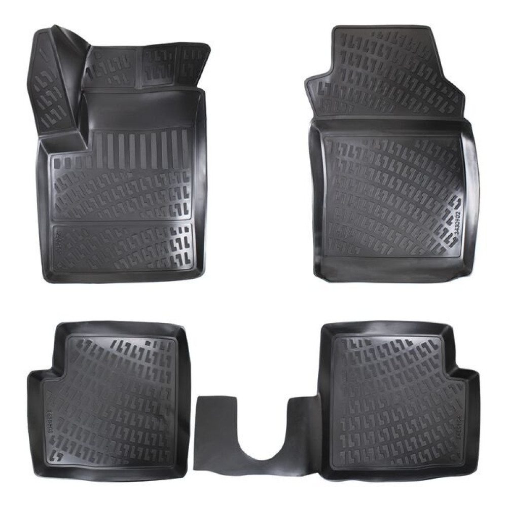CAR RUBBER FLOOR MATS BLACK 3D FIAT 500 (2007-...) RIZLINE