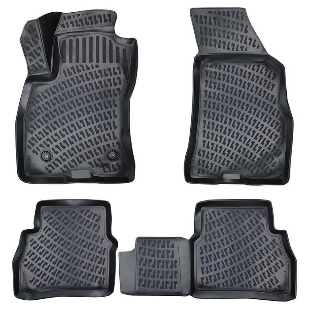 CAR RUBBER FLOOR MATS BLACK 3D FIAT DOBLO (2010-2015) RIZLINE