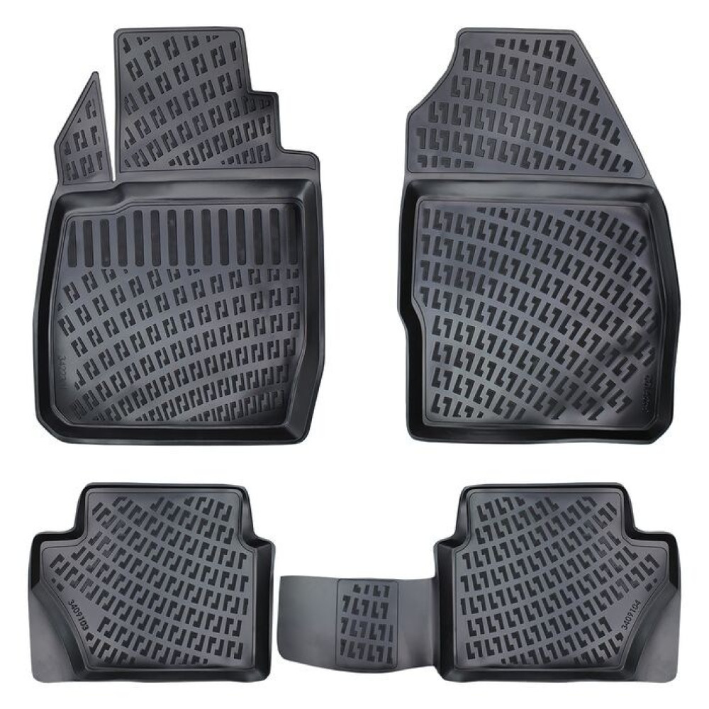 CAR RUBBER FLOOR MATS BLACK 3D FORD FIESTA (2002-2008) RIZLINE