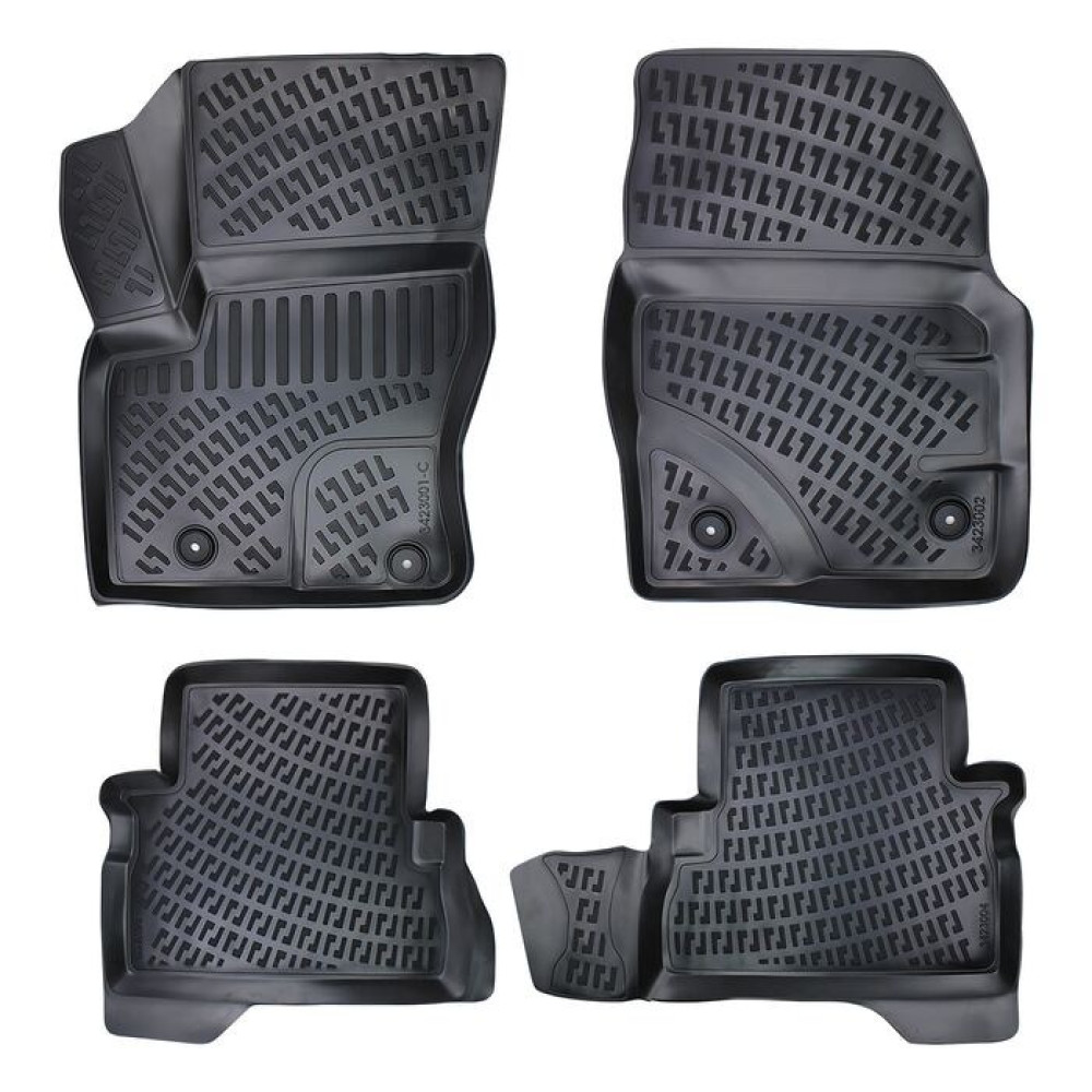 CAR RUBBER FLOOR MATS BLACK 3D FORD KUGA  (2008-2012) RIZLINE