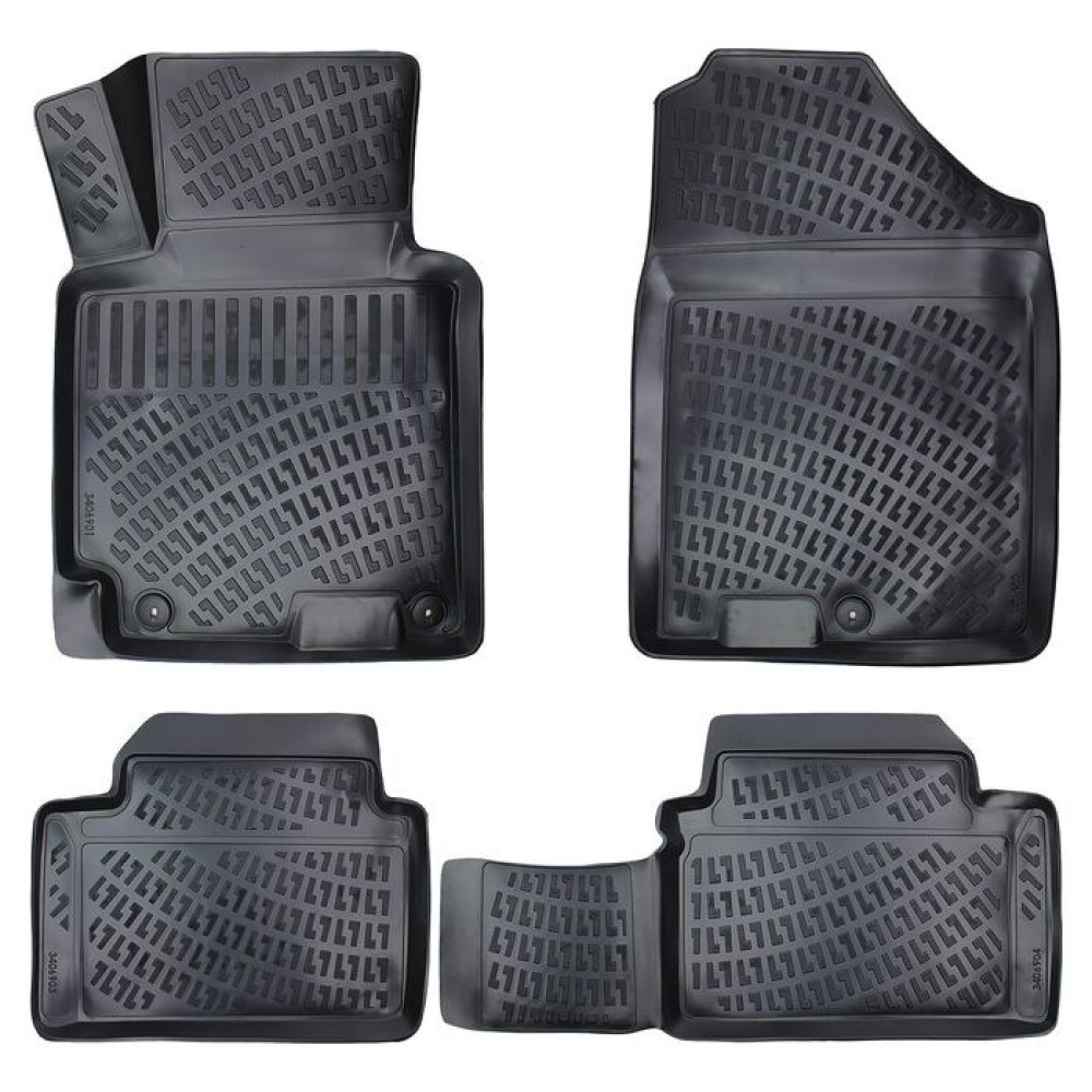 CAR RUBBER FLOOR MATS BLACK 3D HYUNDAI I30 II (2012-2017) RIZLINE