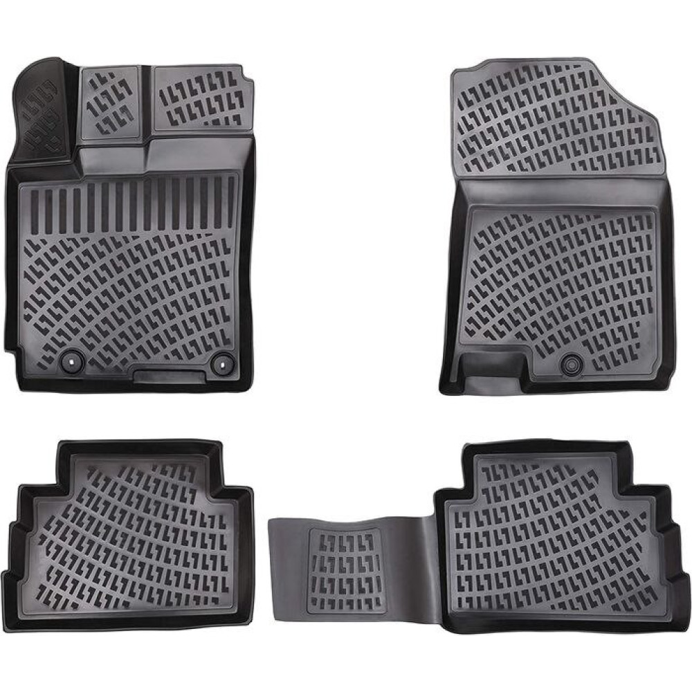 CAR RUBBER FLOOR MATS BLACK 3D HYUNDAI KONA (2017-...) RIZLINE