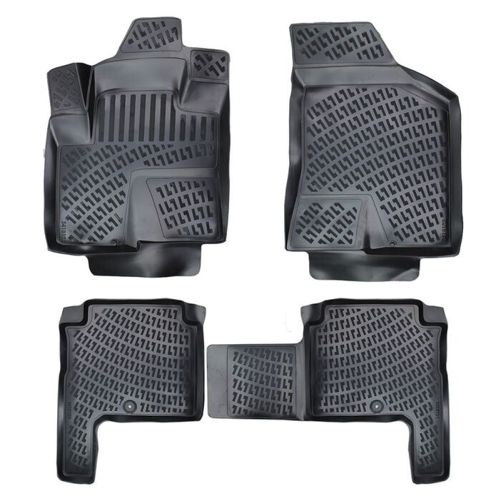 CAR RUBBER FLOOR MATS BLACK 3D  HYUNDAI SANTA FE II (2006-2012) RIZLINE