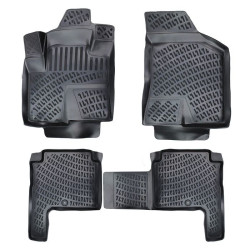 CAR RUBBER FLOOR MATS BLACK 3D  HYUNDAI SANTA FE II (2006-2012) RIZLINE