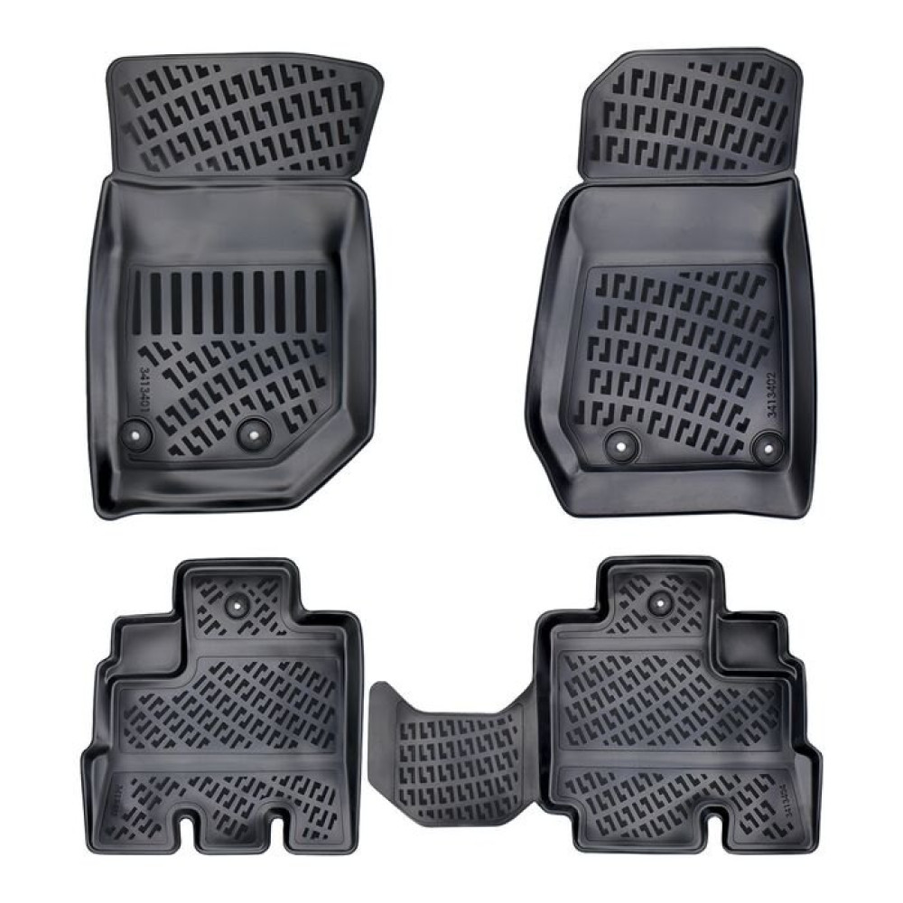 CAR RUBBER FLOOR MATS BLACK 3D JEEP WRANGLER RUBICON (4D) (2018-...) RIZLINE