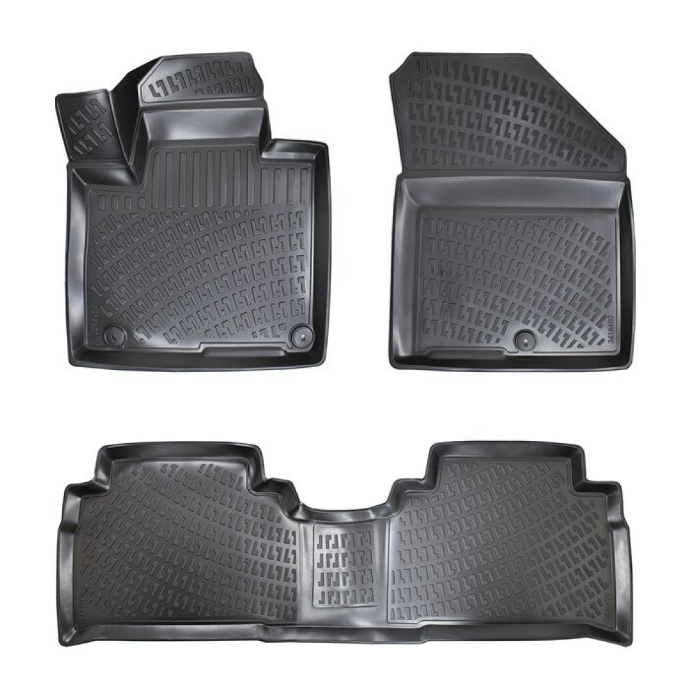 CAR RUBBER FLOOR MATS BLACK 3D KIA SORENTO III (2015-2020) RIZLINE