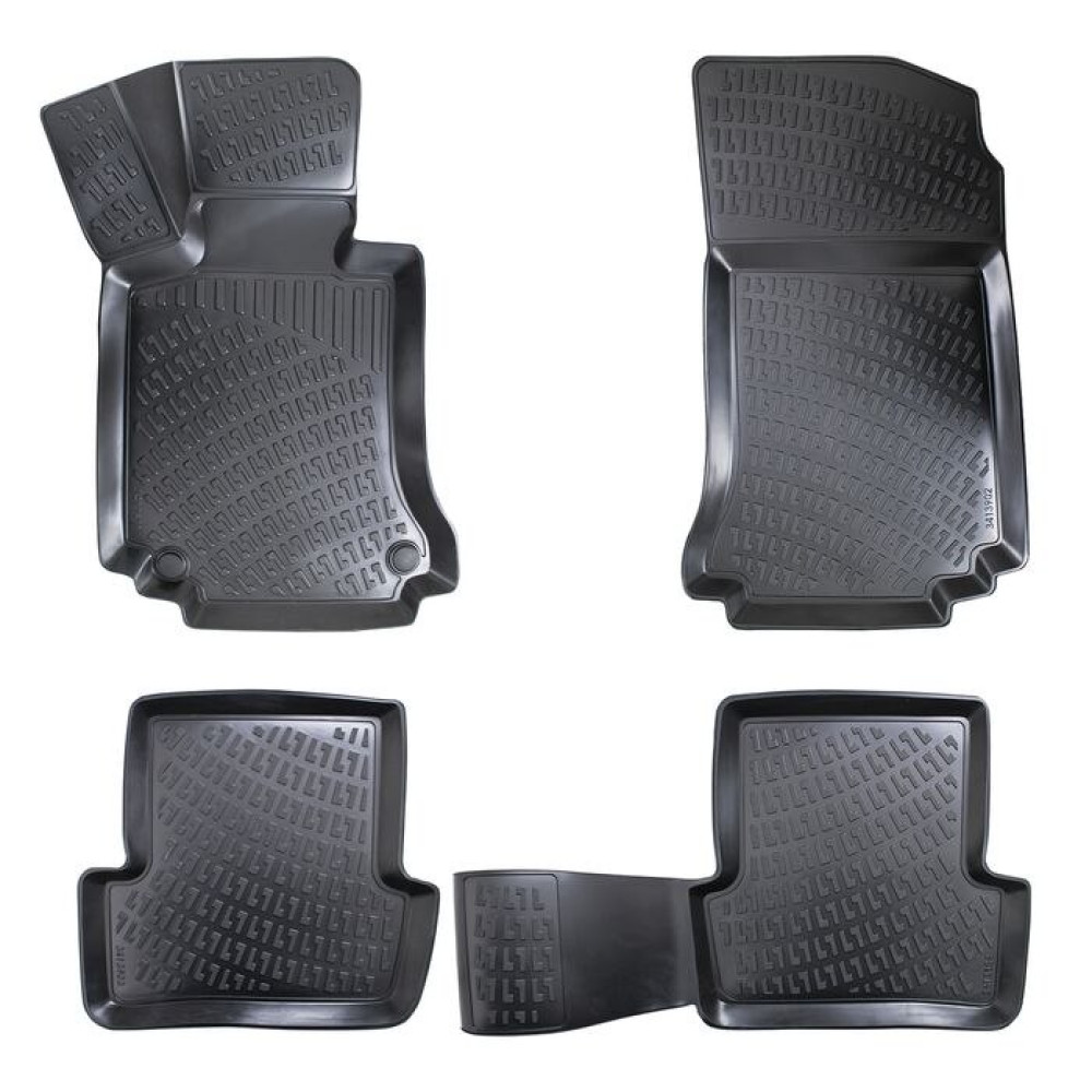 CAR RUBBER FLOOR MATS BLACK 3D MERCEDES CLK II (2002-2009) RIZLINE