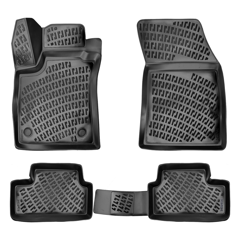 CAR RUBBER FLOOR MATS BLACK 3D RENAULT MEGANE IV HB (2016-...) RIZLINE