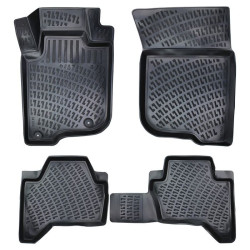 CAR RUBBER FLOOR MATS BLACK 3D MITSUBISHI L200 (2007-2015) RIZLINE
