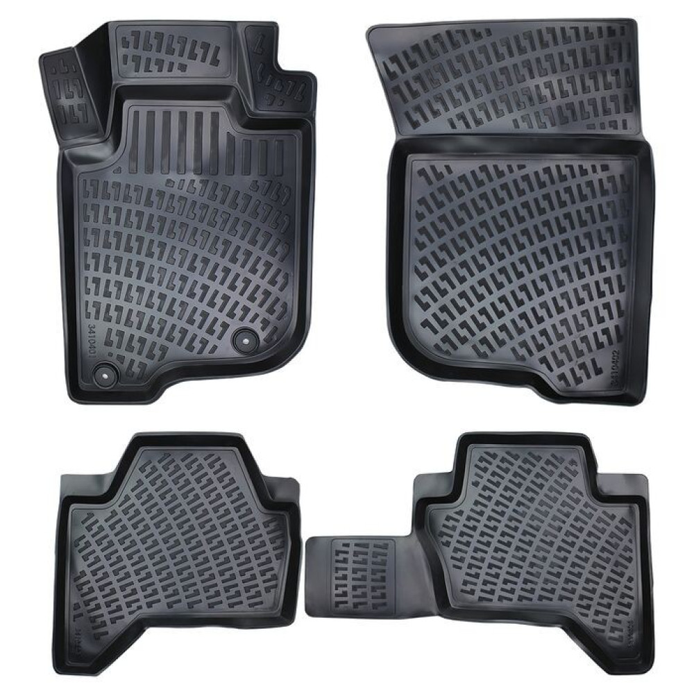 CAR RUBBER FLOOR MATS BLACK 3D MITSUBISHI L200 (2015-…) RIZLINE