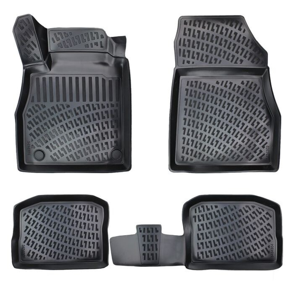 CAR RUBBER FLOOR MATS BLACK 3D NISSAN MICRA V (2017-...) RIZLINE