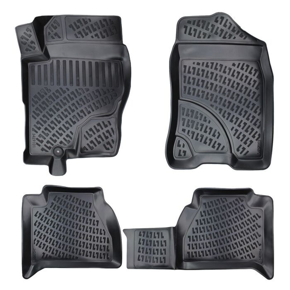CAR RUBBER FLOOR MATS BLACK 3D NISSAN NAVARA (2005-2014) RIZLINE