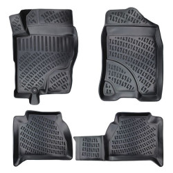CAR RUBBER FLOOR MATS BLACK 3D NISSAN NAVARA (2005-2014) RIZLINE