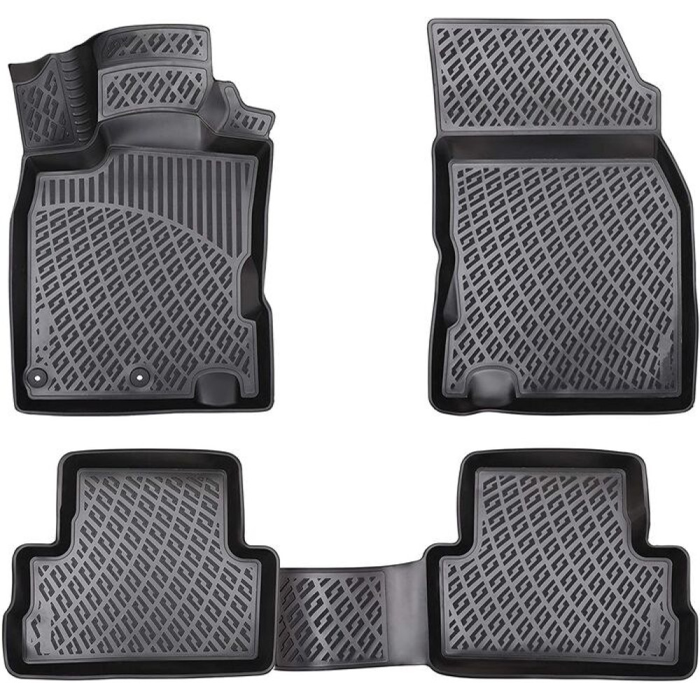 CAR RUBBER FLOOR MATS BLACK 3D NISSAN QASHQAI I (2006-2013) RIZLINE