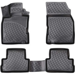 CAR RUBBER FLOOR MATS BLACK 3D NISSAN QASHQAI II (2013 -2021) RIZLINE