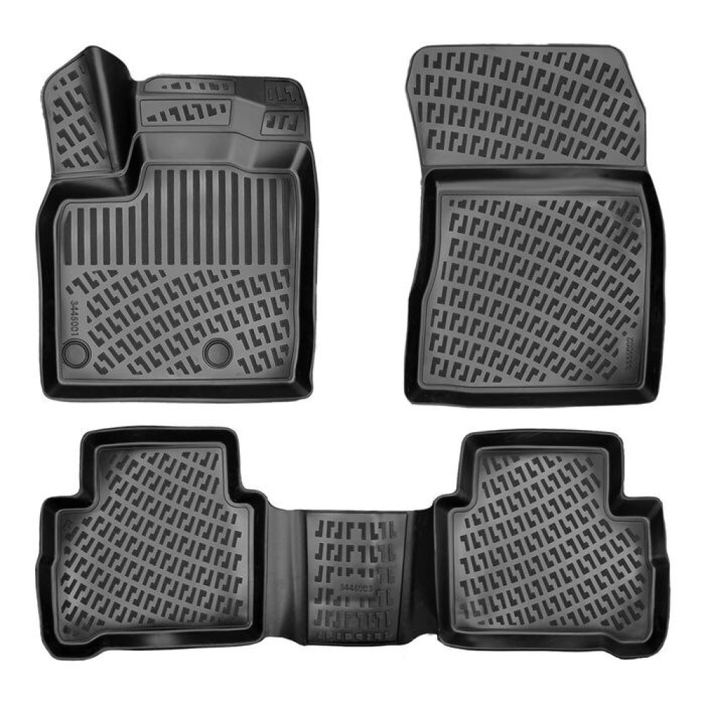 CAR RUBBER FLOOR MATS BLACK 3D NISSAN QASHQAI III (2021-...) RIZLINE