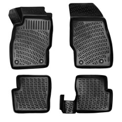 CAR RUBBER FLOOR MATS BLACK 3D OPEL CORSA D (2006-2014) RIZLINE