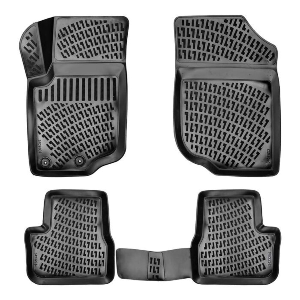 CAR RUBBER FLOOR MATS BLACK 3D PEUGEOT 207 (2006-2013) RIZLINE