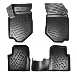 CAR RUBBER FLOOR MATS BLACK 3D PEUGEOT 208 II (2019-...) RIZLINE