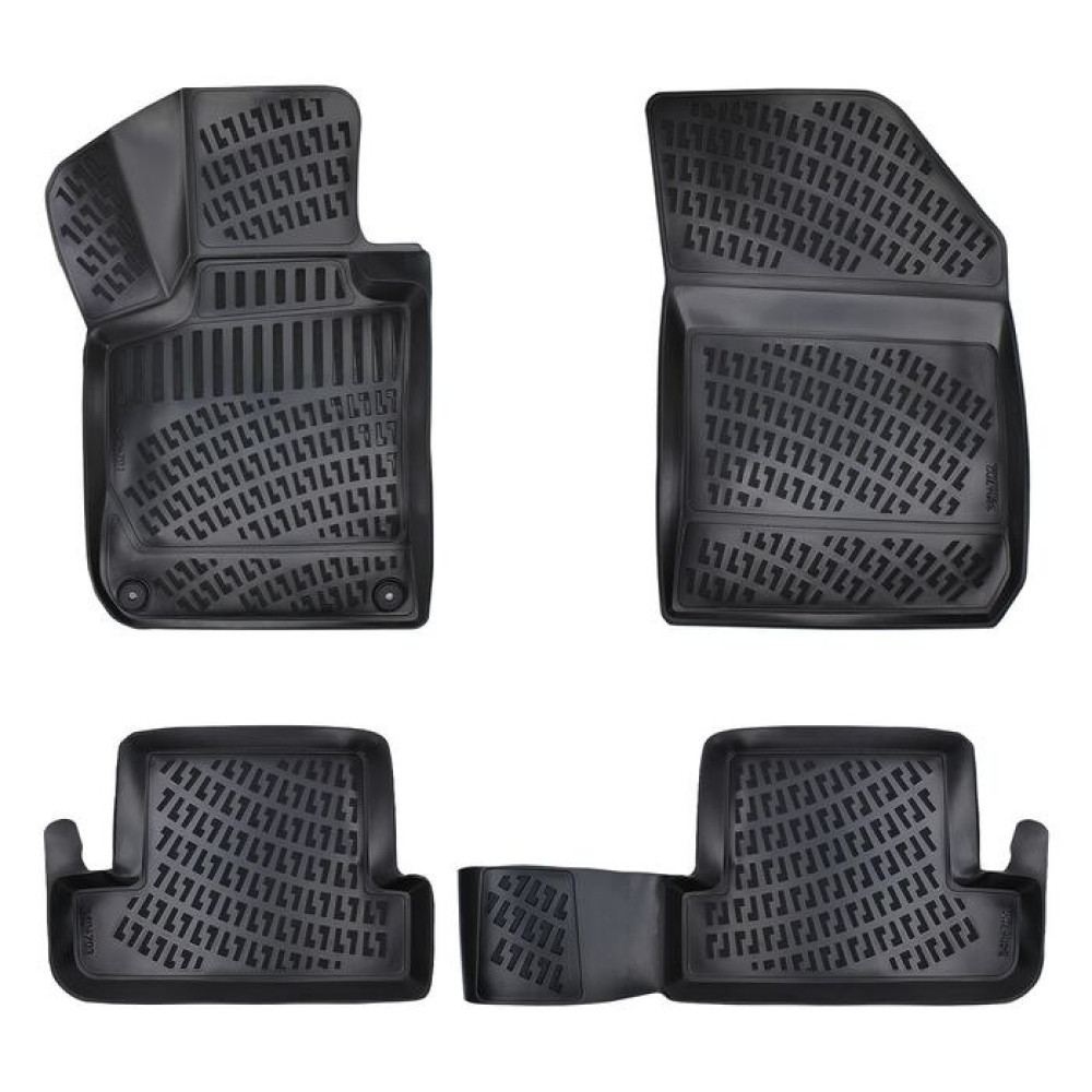 CAR RUBBER FLOOR MATS BLACK 3D PEUGEOT 308 II HB (2013-...) RIZLINE