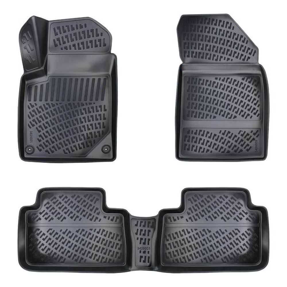 CAR RUBBER FLOOR MATS BLACK 3D PEUGEOT 407 (2004-2011) RIZLINE