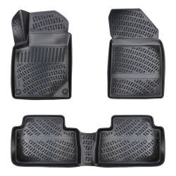 CAR RUBBER FLOOR MATS BLACK 3D PEUGEOT 407 (2004-2011) RIZLINE